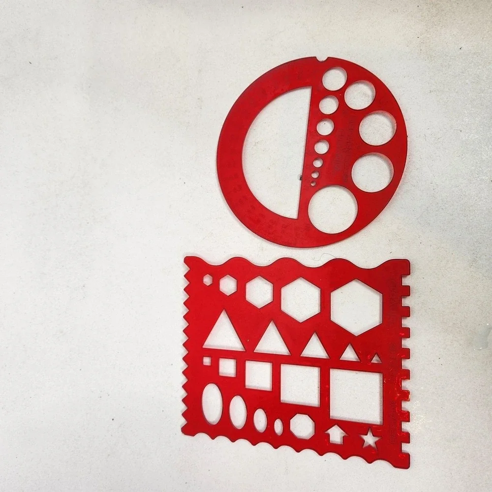 Crayola Shape Maker Protractor‎ Red Plastic Drawing Templates Stationary Set